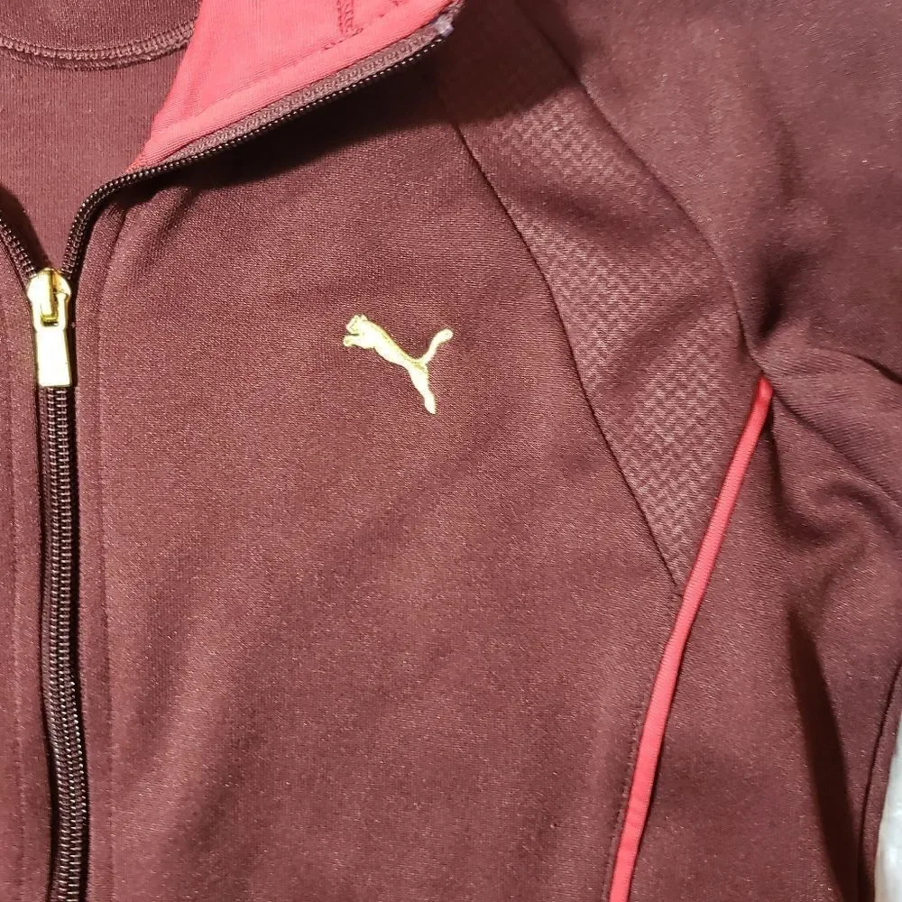 Vintage Y2K Puma maroon and red size large zip up jacket